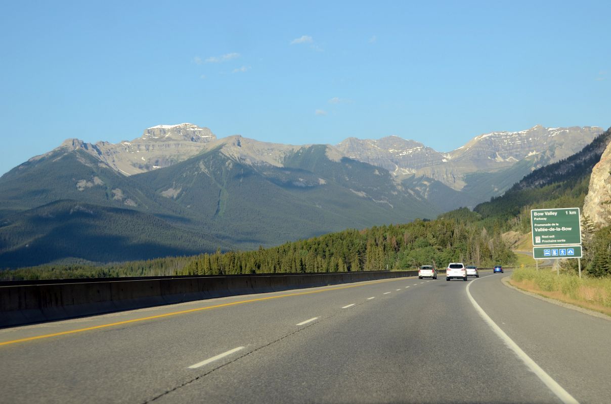 07 Mount Bourgeau And Mount Brett From Trans Canada Highway Just After Leaving Banff Towards Lake Louise In Summer